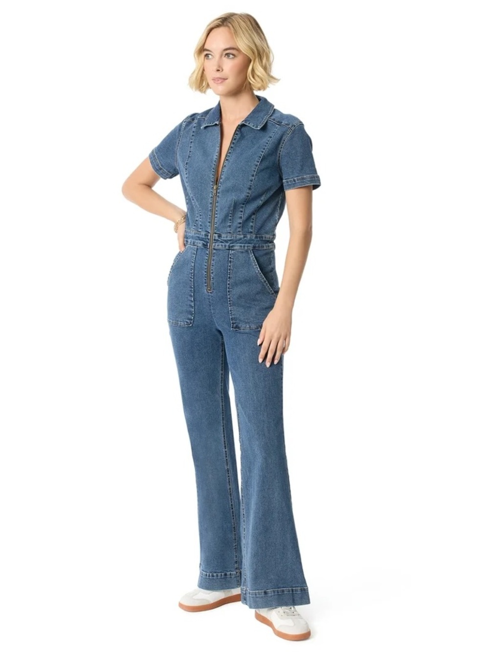 Jessica Simpson Dark Blue Denim Short-Sleeve Jumpsuit Size 10 NWT